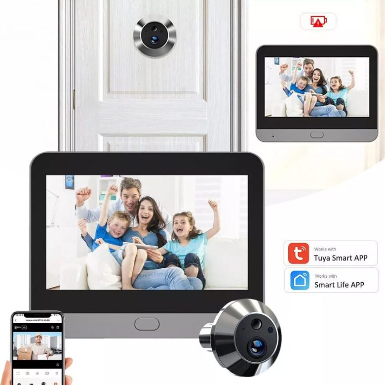 Viedā Wifi Bezvadu durvju actiņa ar monitoru